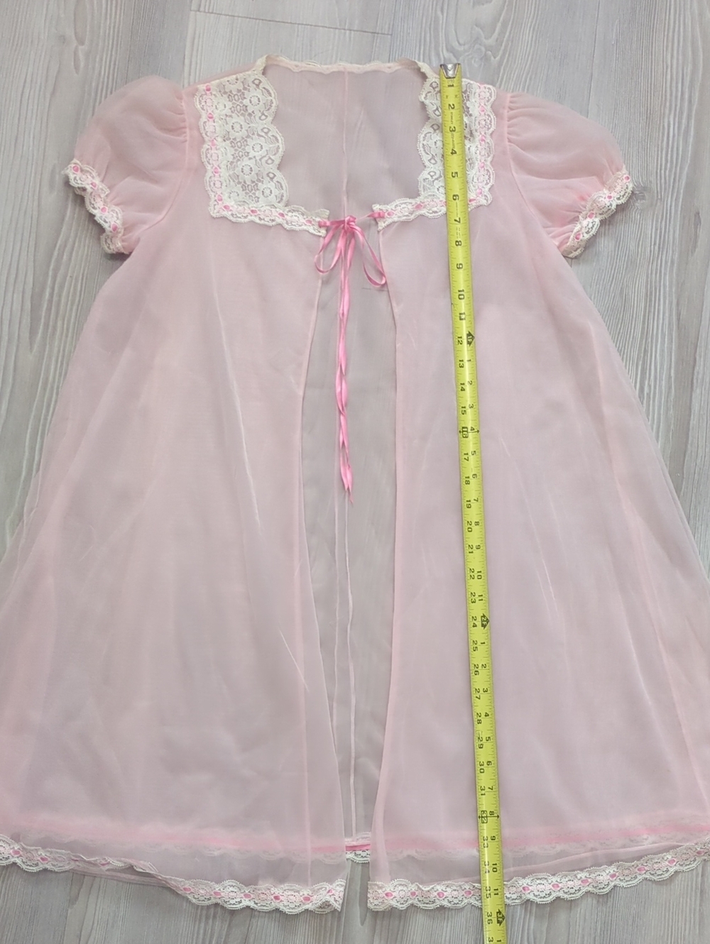 Vintage Vanity Fair & Shadowline Sheer Peignoir Robe Set Pink Blue Lace SP - Picture 13 of 16